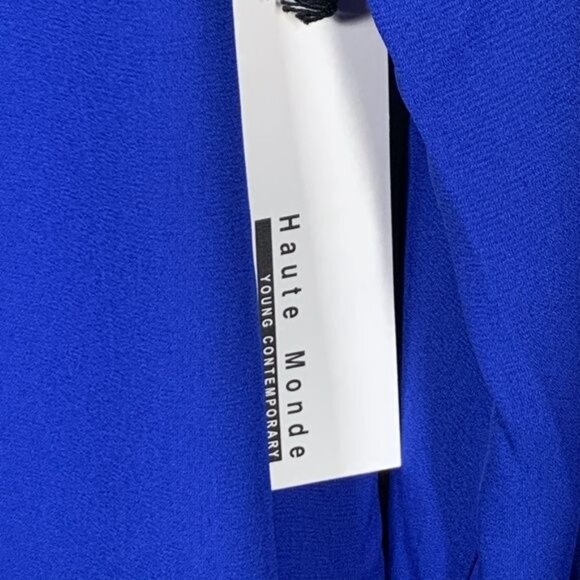 Haute Monde Blue Ruffle Long Sleeve Blouse Small Tie Neck - Picture 5 of 12